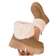 thumbnail image 6 of Viluyesy Womens Winter Snow Boots Platform Fur Lined Warm Non Slip Faux Suede Pearl Bow Casual Boots Khaki Size 8.5, 6 of 9
