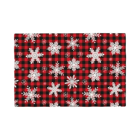 

Placemats Set of 4 Snowflake red plaid Heat Resistant Non - Slip Place mats Waterproof table mat for Kitchen Dining-6片装