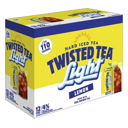 Twisted Tea Light Hard Iced Tea, 12 pack, 12 fl oz Aluminum Cans, 4% ABV