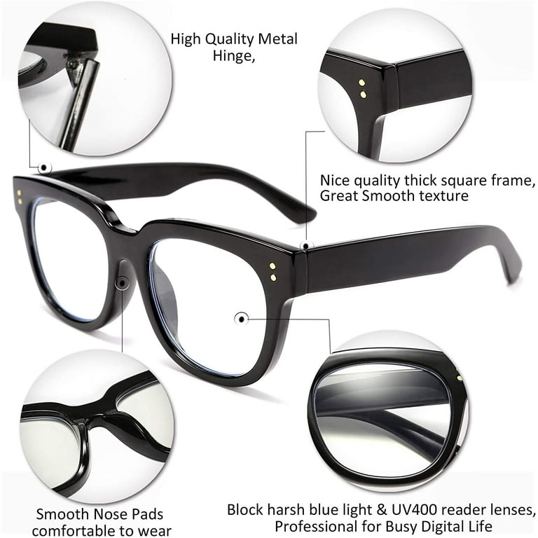 Thick Frame Blue Light Glasses, Thick Square Glass Frames