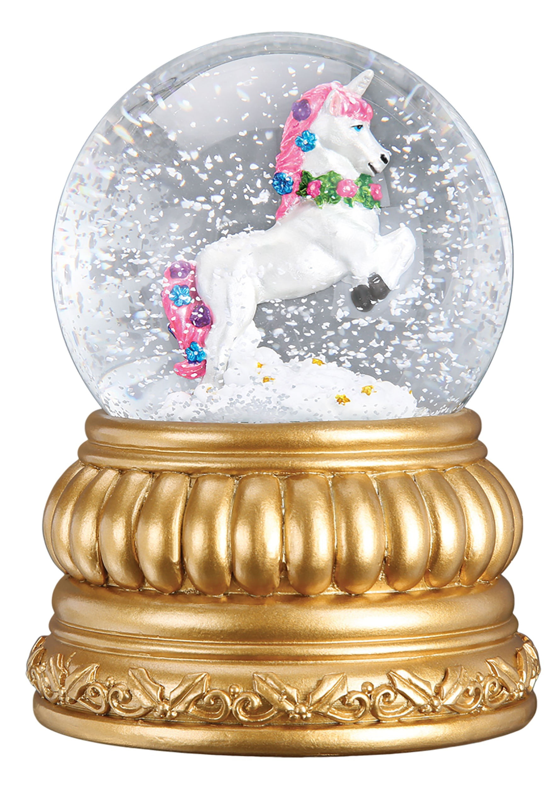 Crown Crest Pink Unicorn Snow Globe Shaker