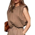 thumbnail image 2 of Douhoow Women Padded Shoulder T-Shirts Office Lady Tops Solid Color Sleeveless Tank Tops, 2 of 2