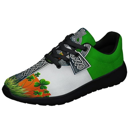 

Irish American flag Celtic Cross Shamrocks Shoes Sneakers Black Size 3.5