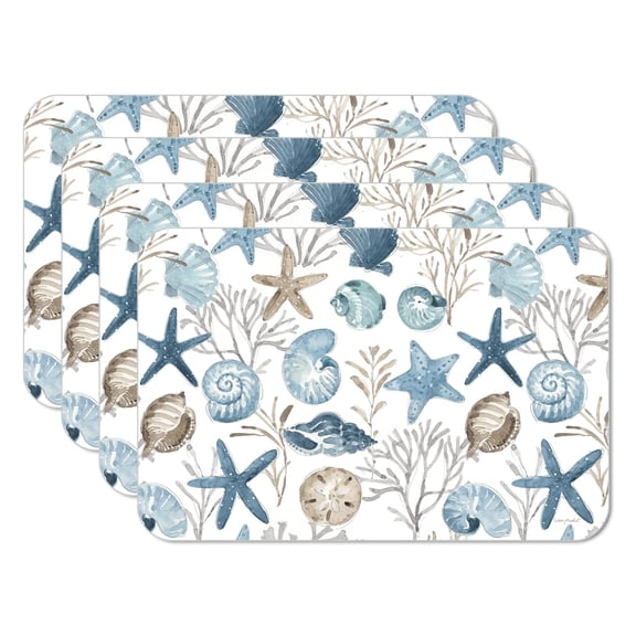 CounterArt "Blue Escape" 4-Pack Reversible Flexible Plastic Tabletop Place Mats