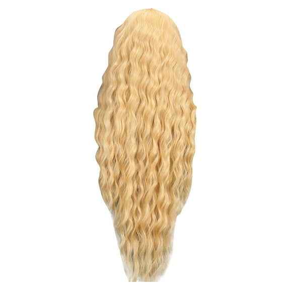 DOPI Headband Wigs Women's Golden Gradient Micro Curl Head Set Wavy Curl Wig Hair Wigs Gold
