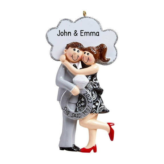 Personalized Engagement Ornament - Engaged Christmas Ornament 2024 - She Said Yes Diamond Engagement Ring Christmas Ornament Our First Christmas Engaged Ornament 2024- Free Customization