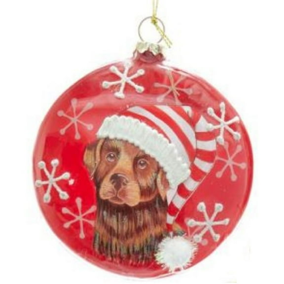 Chocolate Labrador Retriever Dog Lab Christmas Disc Ornament 4 inch New