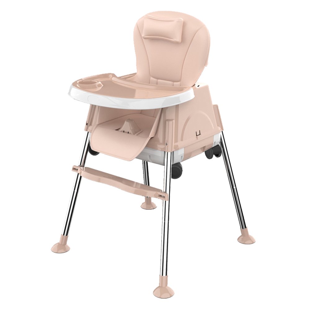 Adjustable Baby High Chair with Wheels, Baby Safe Feeding Dining