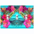 thumbnail image 1 of Metal Light Switch Plate Cover Hibiscus Flower Wreath Teal Stripes FLW031, 1 of 12