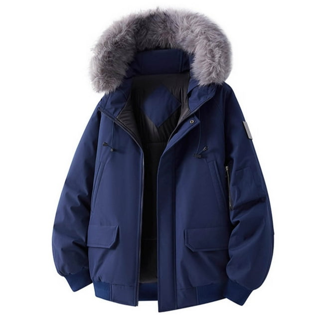Lovzfmll Veste de Travail pour Homme à Capuche, Poids Lourd, Extérieur, Multiples Poches, Bleu Foncé, L