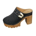 thumbnail image 6 of Mules for Women Lug Sole Platform High Heels Slip on Backless Sandals Boho Flower Hollow out Breathale Summer Dress Shoes Slippers Black Size 7.5, 6 of 6