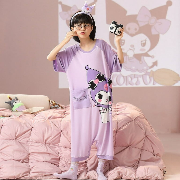 Kawaii Anime Sanrio Kuromi Kids Pajamas Jumpsuit Cartoon Parent