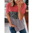 thumbnail image 2 of Blouses T-Shirts Décontractées à Manches Courtes à Blocs de Couleur Rayés pour Femmes, 2 of 4