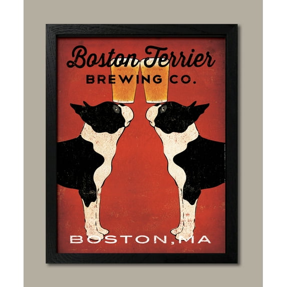 Boston Terrier Brewing Co. Poster Print by Ryan Fowler; One 11x14in Black Framed Print