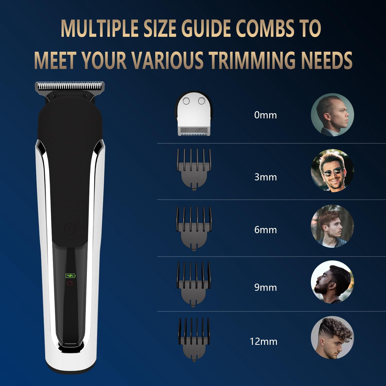 YOOVEE Men's All-in-One Grooming Kit, Beard Trimmer, Hair Clippers, Nose & Ear Razor, Detail Trimmer, IPX6 Waterproof Cordless Clipper with 4 Limit Combs