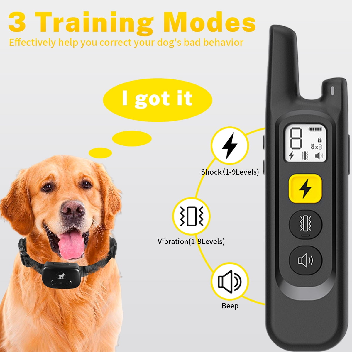 vibrating dog collar walmart MASBRILL Dog Training Collar 2000Ft Range, Waterproof, Rechargeable, Beep  Vibration Safe Shock, Green main image 0