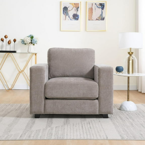 Oversized Accent Chair with Widen Arms, Chenille Fabric Modern Chair, Washable Covers, Comfy Upholstered Large Chair Armchair Sofa Chair Reading Chair for Living Room Bedroom Office,for Dining Rooms