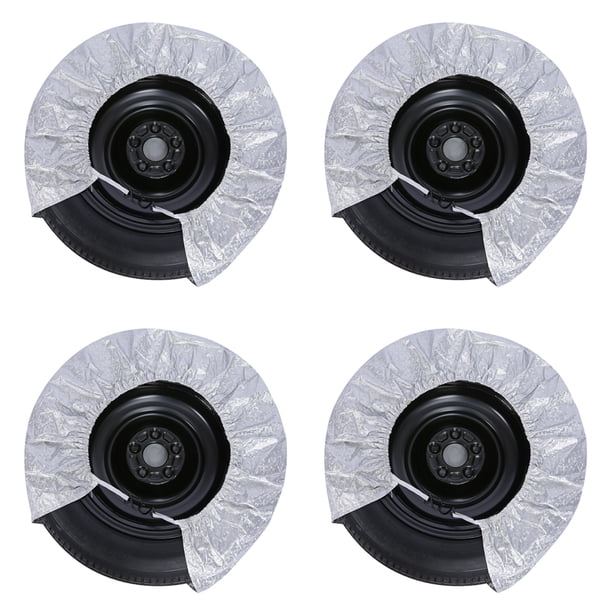 4 Uds. De cubiertas de rueda de coche, Protector solar Universal de aluminio, protectores a prueba de polvo, cubierta de barco, remolque, Cubiertas para muebles de jardín Plata 23-25 pulgadas Wosthever HA039439-01