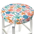 thumbnail image 3 of Bingfone Sea Creatures Padded Round Bar Stool Cover Cushion with Elastic Fabric Round Chair Seat - Sea Creatures, 3 of 7