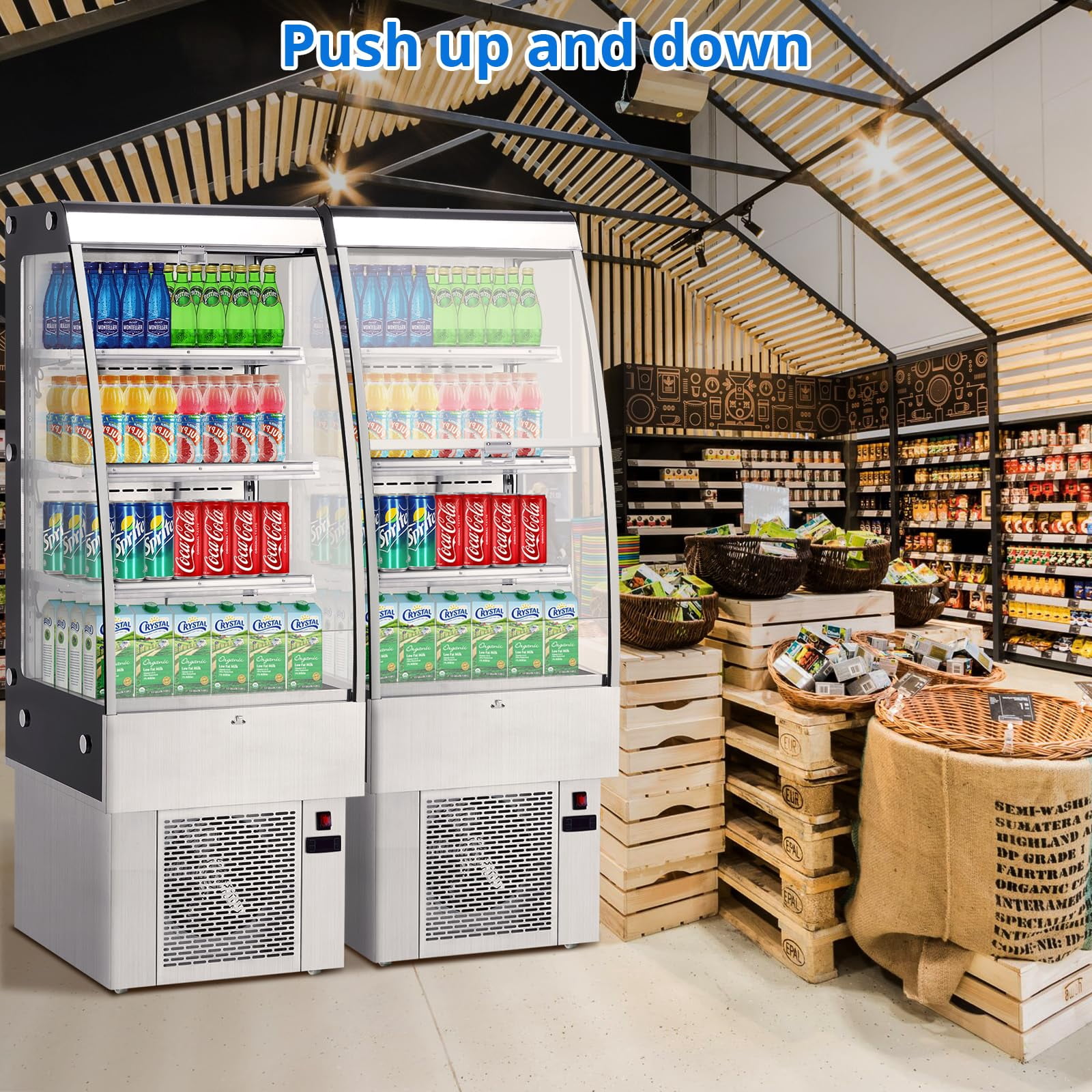 2024 New Commercial Display Refrigerator, 8.8 Cu. FT Double-Layered Glass Door, Upright Display Beverage Cooler, Merchandiser Refrigerator with Interior LED Lighting and Adjustable Shelves, 110V