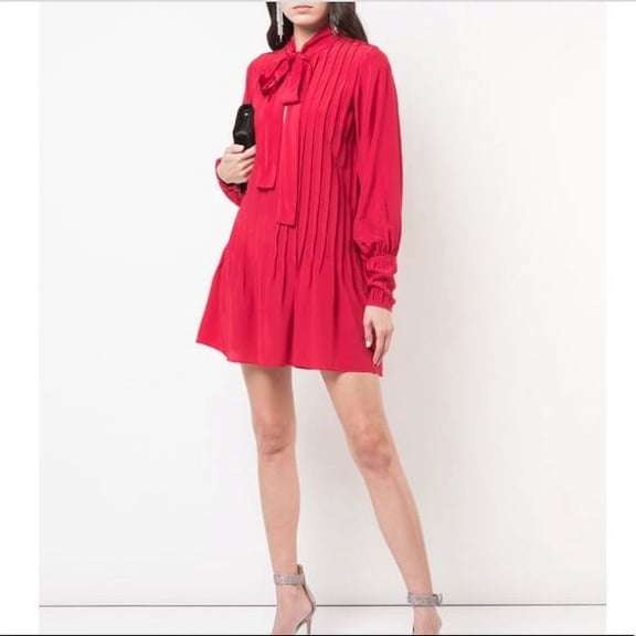 Alexis CHERRY RED Women's Theodora Silk Tie Neck Cocktail Dress, US M