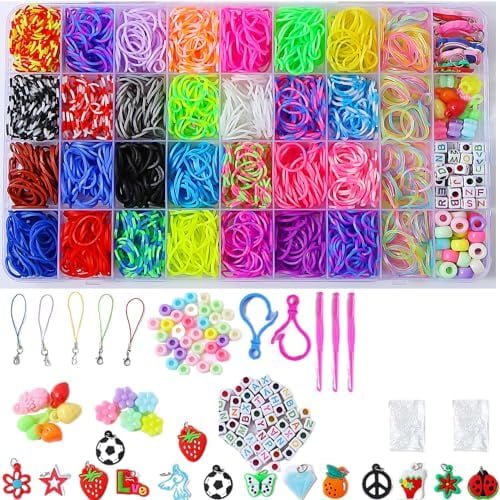 JIYAKO 2500  Rubber Band Bracelet Kit, Loom Bracelet Making Kit for Kids, Rubber Bands Refill Loom Set, Loom Bands Kit,Friendship Bracelet Birthday Gift Kits