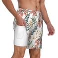 thumbnail image 3 of Picia Lilies Flowers pattern Mens Swim Trunks with Compression Liner Stretch Beach Shorts Quick Dry with Zipper Pockets No-Chafing Board Shorts-Small, 3 of 9