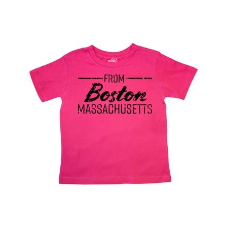 

Inktastic From Boston Massachusetts in Black Distressed Text Gift Toddler Boy or Toddler Girl T-Shirt