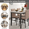 thumbnail image 5 of 5 Piece Rectangle Dining Table Set for Small Space, Modern Faux Marble Tabletop and 4 Velvet Chairs, Compact Kitchen Table Set for Home, Breakfast Nook, Cafeteria Dining Room, 5 of 8