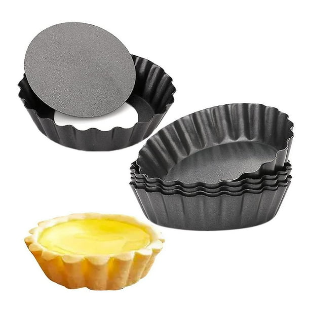 Geecy 6 Pcs Egg Tart Molds 3inch Mini Tart Pans Removable Bottom Cupcake Cake Muffin Mold Tin Pan Bakin