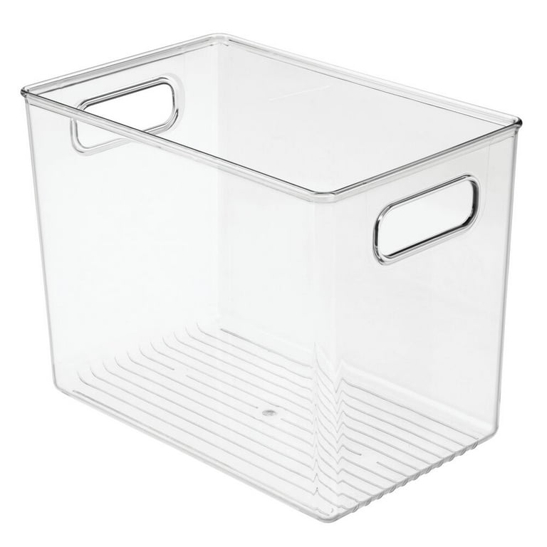 mDesign Ligne Plastic Kitchen Food Storage Bin with Handles and Lid, 4 Pack  - 10.67 x 6.16 x 3.2, Clear/Clear