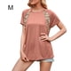thumbnail image 1 of Camiseta de mujer con estampado de manga corta, cuello redondo, camiseta informal de verano, marrón, M Eigraketly AP001232-14, 1 of 7