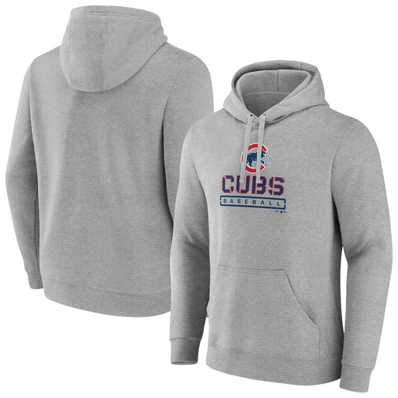 Men's Gray Chicago Cubs Evanston Stencil Pullover Hoodie