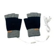 thumbnail image 3 of Guantes USB calentados de media palma de doble cara y espalda calefacción de clima frío Negro, 3 of 8