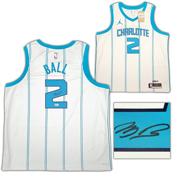 Charlotte Hornets LaMelo Ball Autographed White Nike Swingman Jersey Size XXL Beckett BAS QR 209488