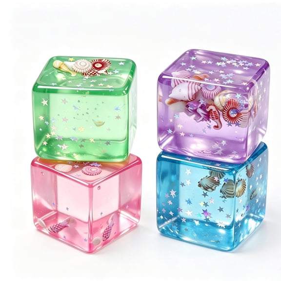 4 Pcs Ice Cube Squishy Stress Balls,Slow Rising Sensory Fidget Toy,Soft Sensory Anxiety Relief Squeeze Cube