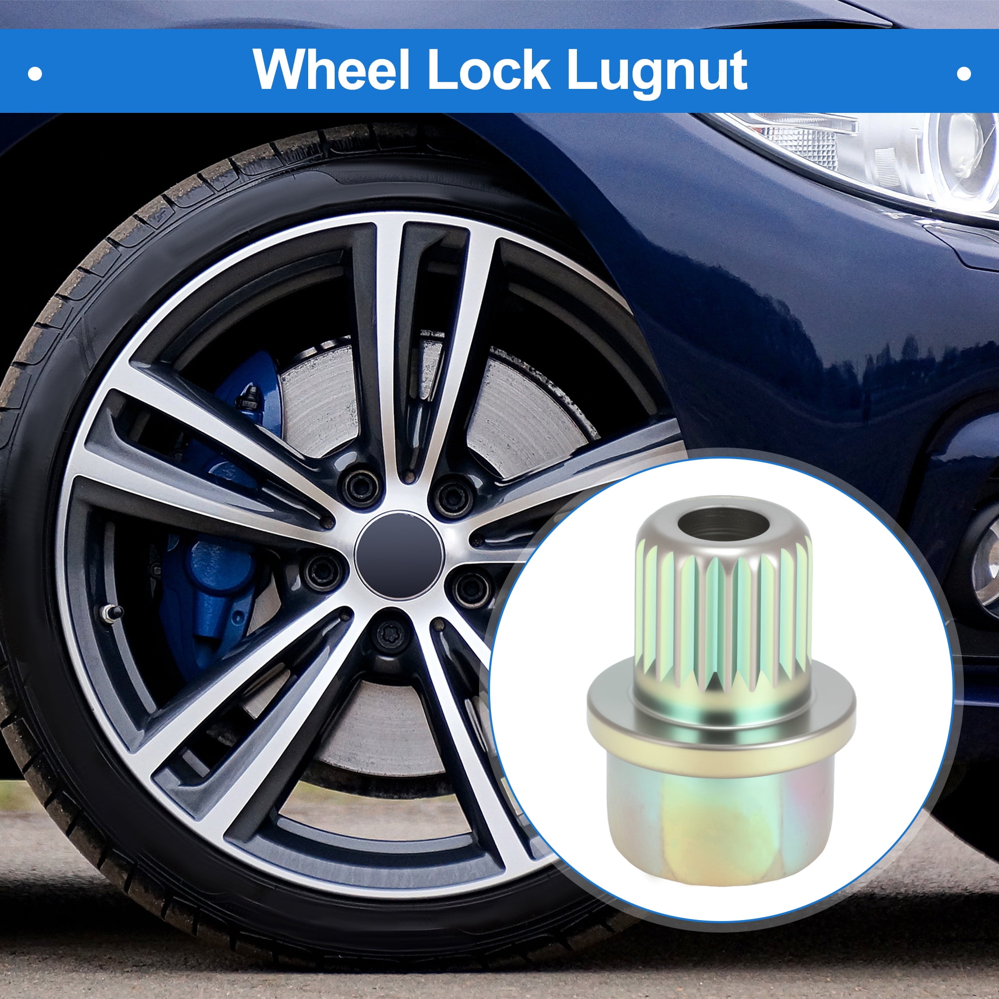 Unique Bargains Vehicle Wheel Lock Lugnut for BMW, Durable 38/22PT Galvanized Alloy Steel