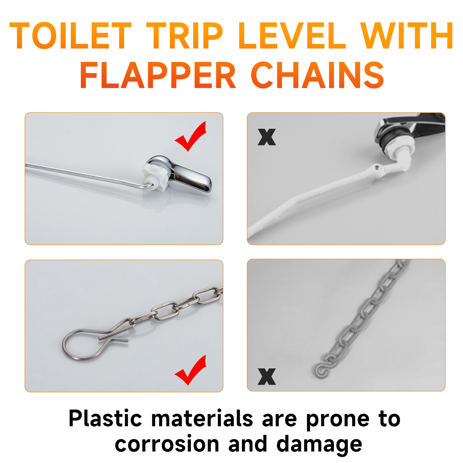 JoyRain Toilet Repair Kit with Stainless Steel Chain photo 2