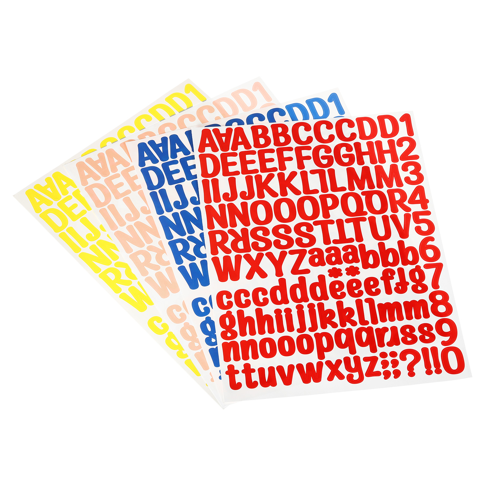 Vinyl Self Adhesive Letter Number Sticker Decal Kit, 4 Colors 126 Piece