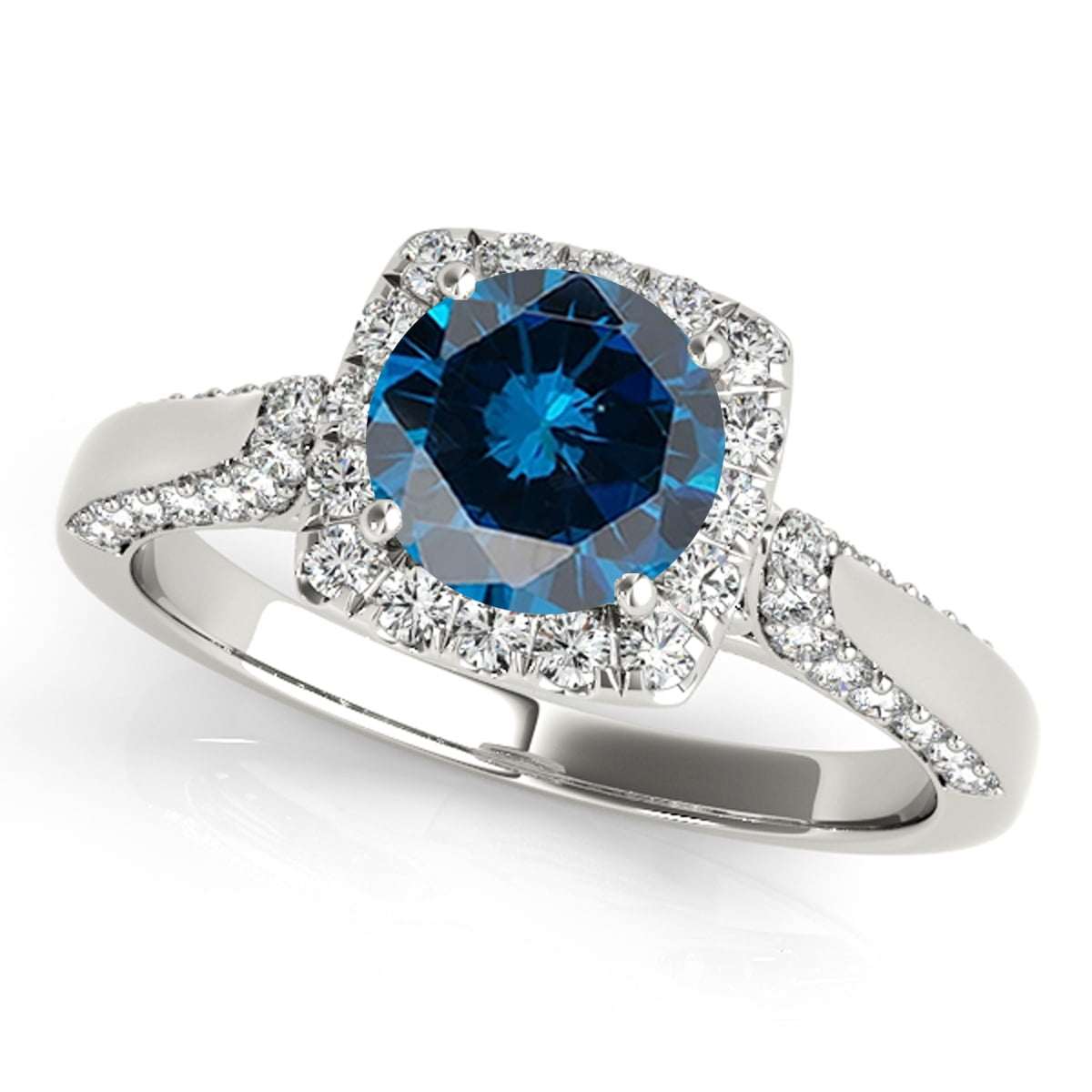 Parijat Jewels - 1.40 Ct Halo Unique Design Blue Diamond Engagement