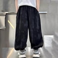 thumbnail image 5 of Teen Boys Pull on Joggers 5-15Y Elastic Waist Wide Leg Sweatpants Loose Fit Harem Trousers Casual Outdoor Sports Trousers Black 14-15Years, 5 of 8