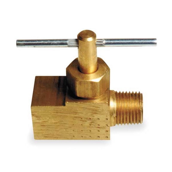 ZoroSelect Needle Valve, Straight, Brass, 1/4 In.