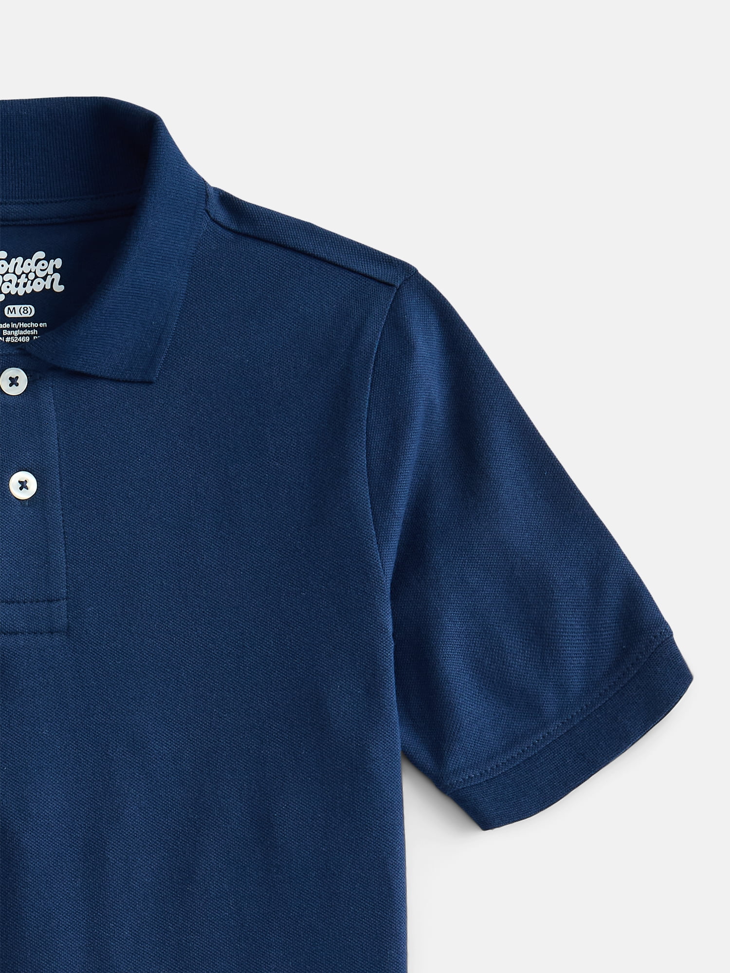 Wonder Nation Boys School Uniform Pique Polo Shirt with Short Sleeves, Size 4-18