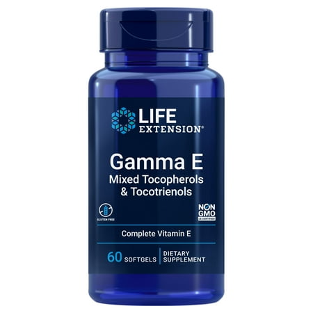 Life Extension Gamma E Mixed Tocopherols & Tocotrienols - Complete Spectrum of Vitamin E for Antioxidant Protection - Gluten-Free, Non-GMO - 60 Softgels