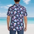 thumbnail image 4 of Gaeub flower Skull in starry sky Print Men's Hawaiian Shirt,Button Down Short Sleeves Shirts,Tropical Beach Casual Button Down Shirts,3X-Large, 4 of 7