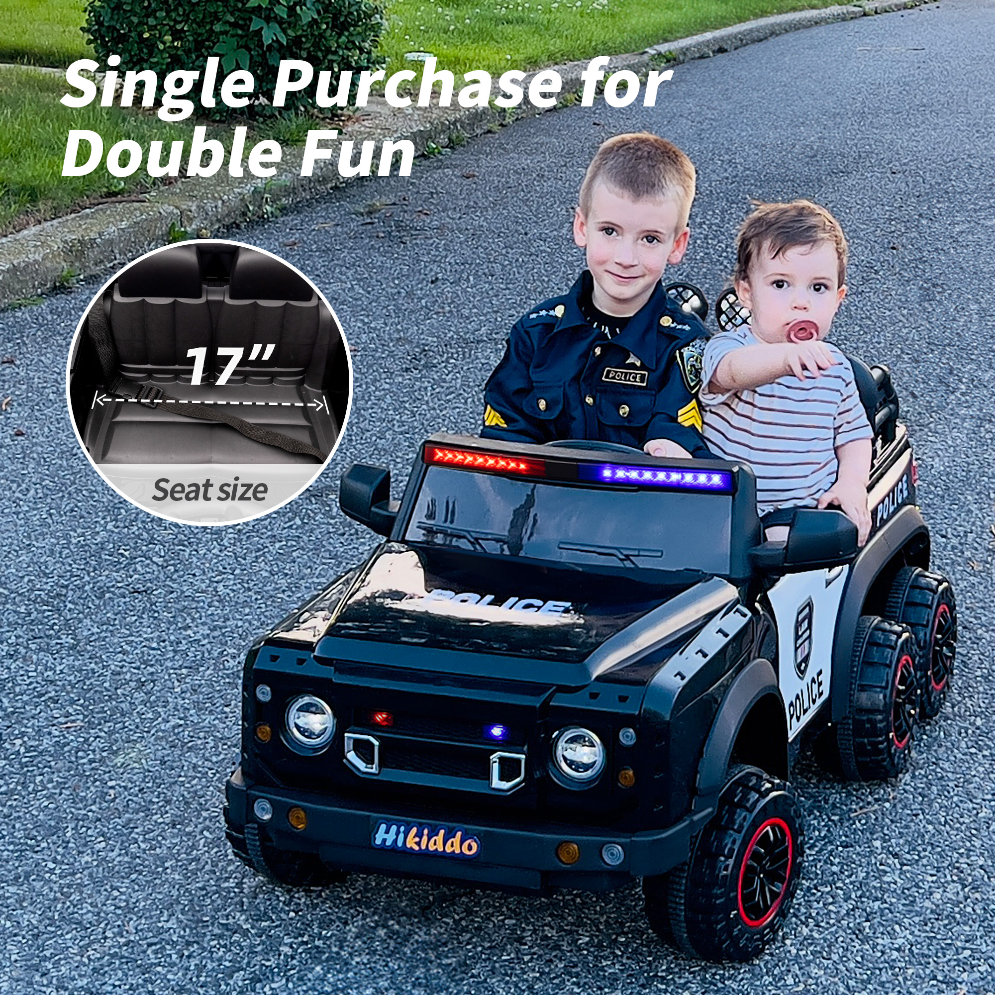 Hikiddo 24V 10Ah Ride on Toy Truck, 4WD 2 Seater Kids Electric Cars for Girl Boy w/ Remote, 4x200W Motor - Black