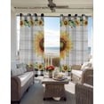 thumbnail image 6 of Sunflower Blackout Curtains for Bedroom Living Room Darkening Curtains 90 Inch Yellow Floral Summer Botanical Wooden Checkered Black Out Window Curtain Privacy Window Treatment Drapes 52"x90"x2, 6 of 9