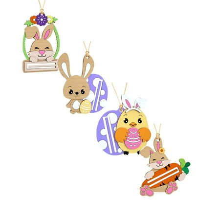 Wooden Easter Holder Cards, Easter Egg Charms, Easter Charms, Bunnies Holder Cards For Easter Tag Gift Card Gifts Easter Decor Ideas For Baby Boy Girl Grandchildren Easter Decorations 1/2/3/4/5/6Pcs