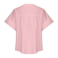 thumbnail image 4 of Lovskoo Summer Tops for Women 2024 V Neck Short Sleeve Solid Color Trendy Printed T Shirt Cardigan Loose Casual Shirt Tops Pink, 4 of 7