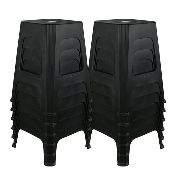 Guankan Square Plastic Stools for Classroom Set of 12, 18.58" Backless Nesting Stool, Black
